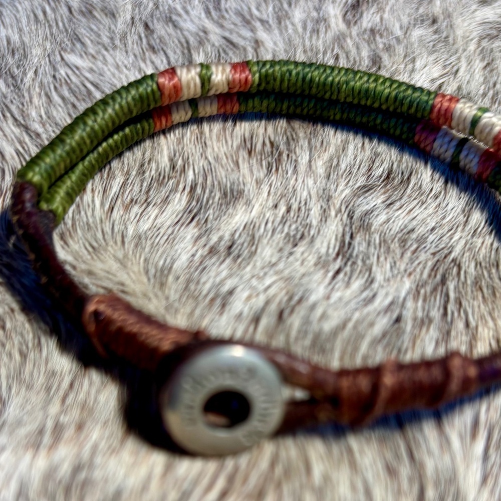 Carbon 2 Cobalt leather green wrapped bracelet 8"